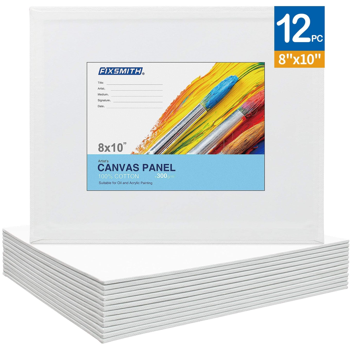 Canvas Boards for Painting 8x10 Inch, Super Value 12 Pack White Blank Canvas Panels, 100% Cotton Primed, Painting Art Supplies for Professionals, Hobby Painters, Students & Kids