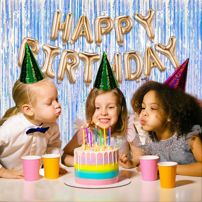 2 Pack Foil Curtain Backdrop Iridescent Metallic Tinsel Foil Fringe Curtains Photo Booth Props for Birthday Wedding Engagement Baby Shower Bachelorette Christmas Holiday Celebration Party Decorations