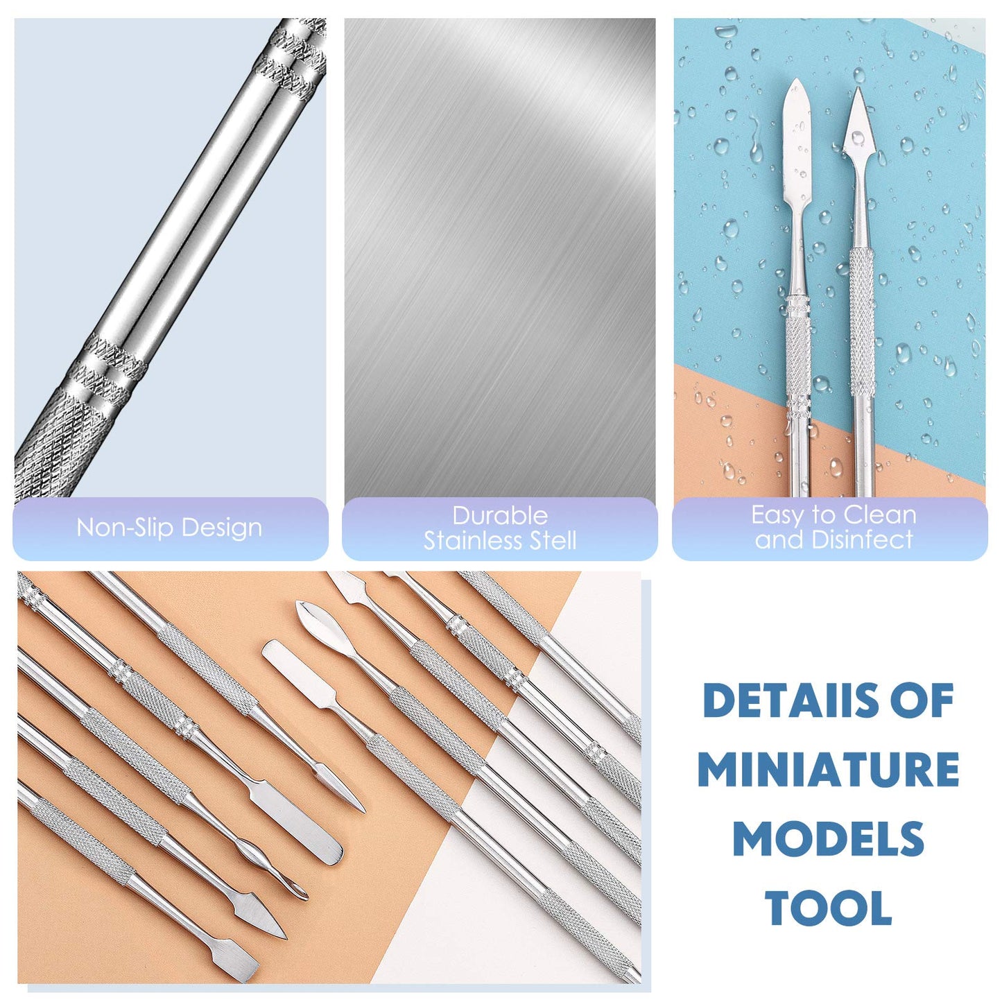5 Pieces Miniature Sculpting Tools Set Mini Stainless Steel Double-Headed Tool for Model and Convert Plastic, Resin and Metal Tabletop War Game Miniatures Models