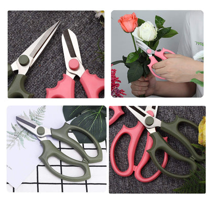 Flower Scissors, Premium Thickened Stainless Steel Floral Shears, Strong Pruner for Flowers, Branches and Leaves (Grey Green Slender)