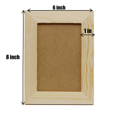 Pack of 6 - Unfinished Solid Pine Wood Picture Frames For Arts & Crafts, DIY Painting Project - Stand or Hang on the Wall - (8x6 Frame Size Holds 6x4 Pictures) For Adults and Kids