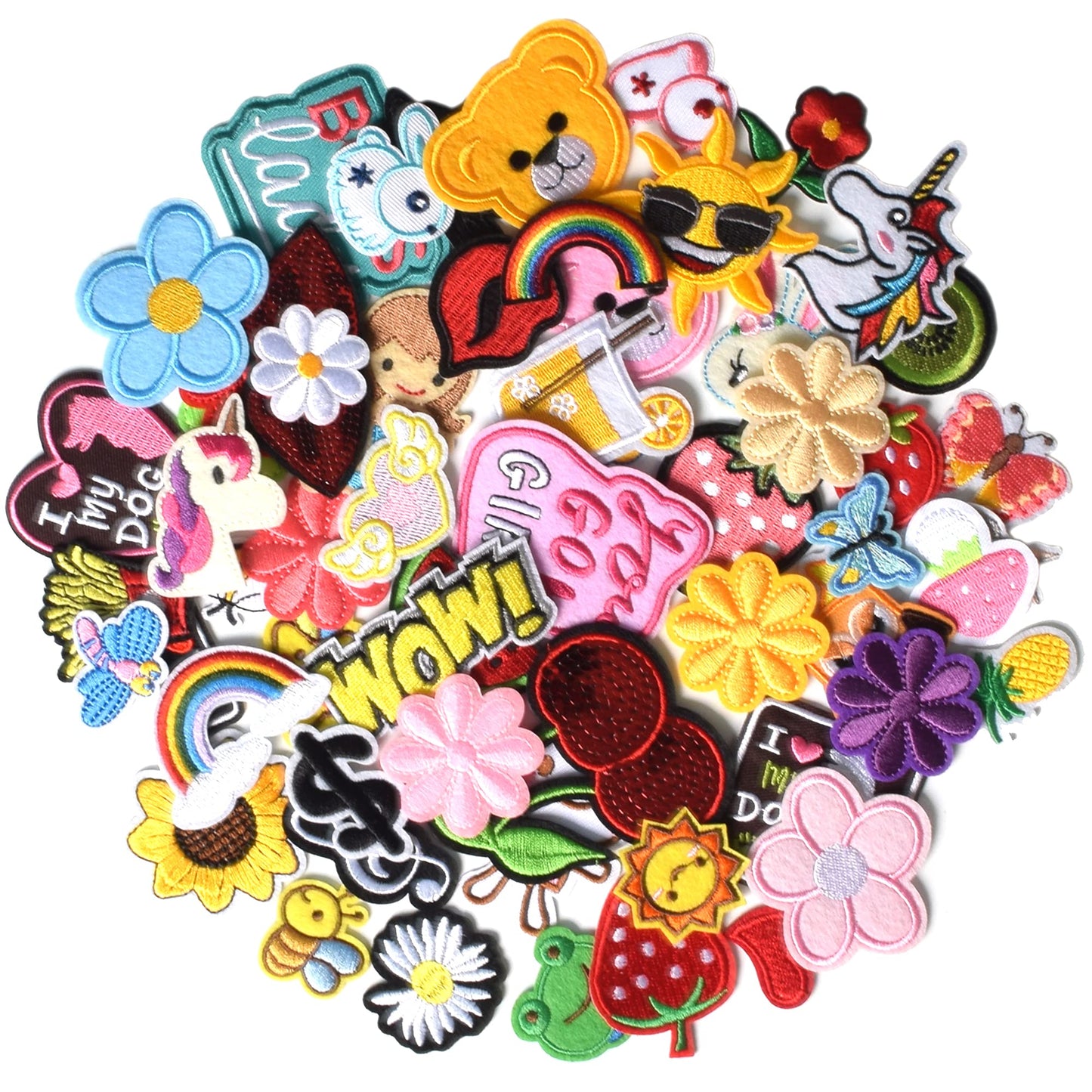 60Pcs Random Assorted Iron on Patches, Cute Sewing Applique for Jackets, Hats, Backpacks, Jeans, DIY Accessories, Style 2