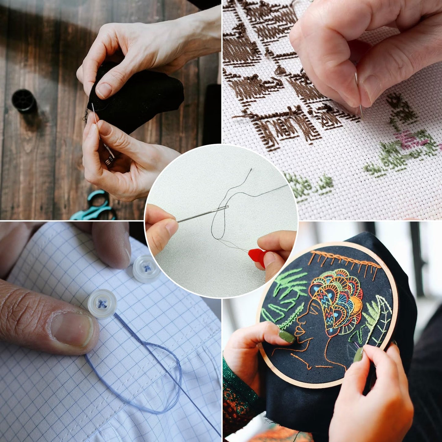 80/40 PCS Large Eye Sewing Needles, 7 Sizes Sewing Sharp Needles, Leather Needle Embroidery Thread Needle, Stainless Steel Yarn Knitting Needles with Threaders for Handsewing Art Crafts CJ