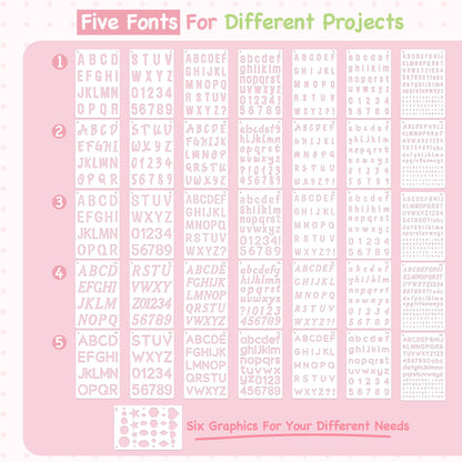 Reusable Small Letter Stencils for Painting, 36 Pcs (1/4, 1/2, 3/4, 1, 5/4 in.) Plastic Templates with Number & Alphabet - DIY Crafts