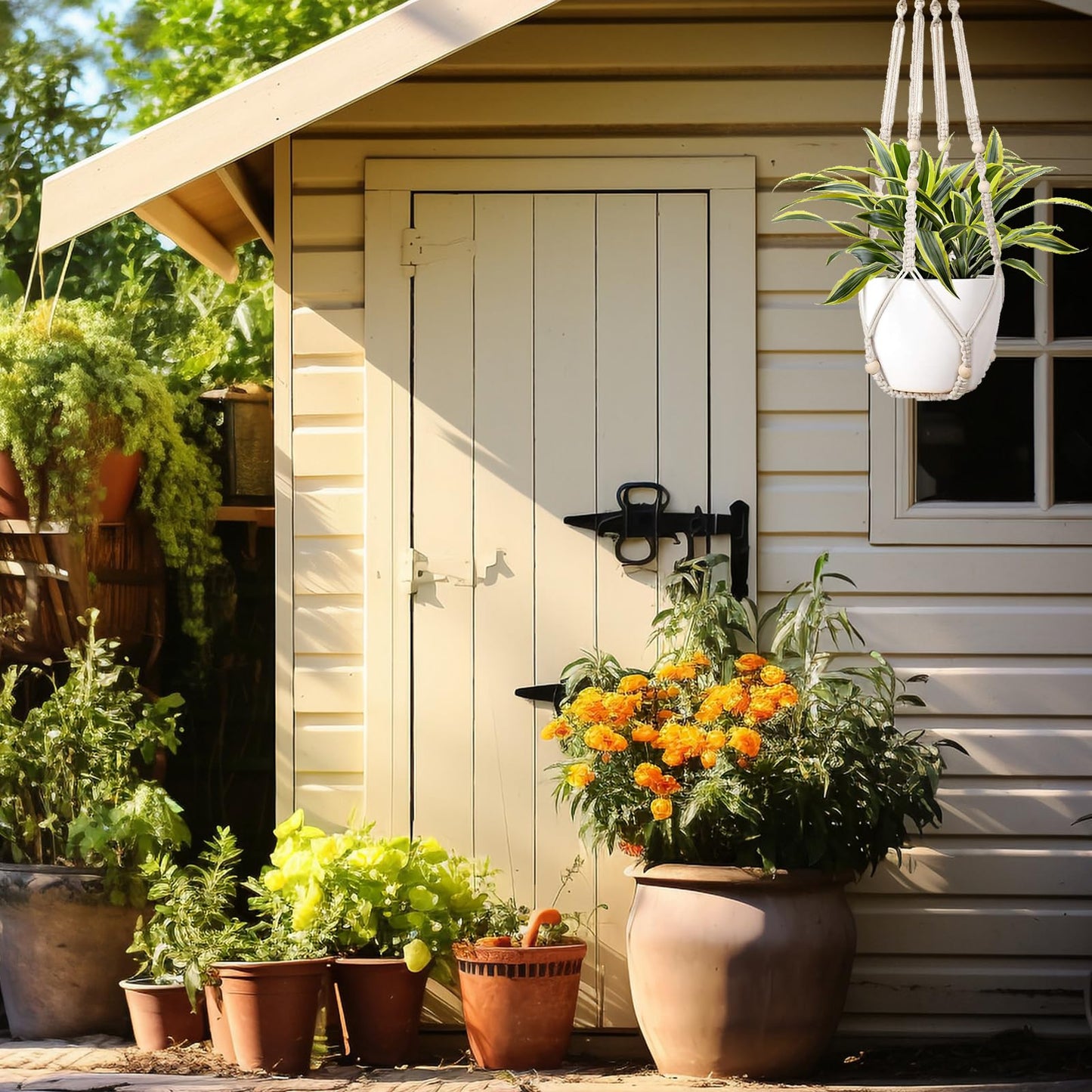 Handmade Macrame Plant Hanger, Perfect Plant Hanger Indoor for a Trendy Boho Home Decor, Ideal Hanging Plant Holder for All Your Favorite Greenery(Set of 2, 35 Inch, Ivory)