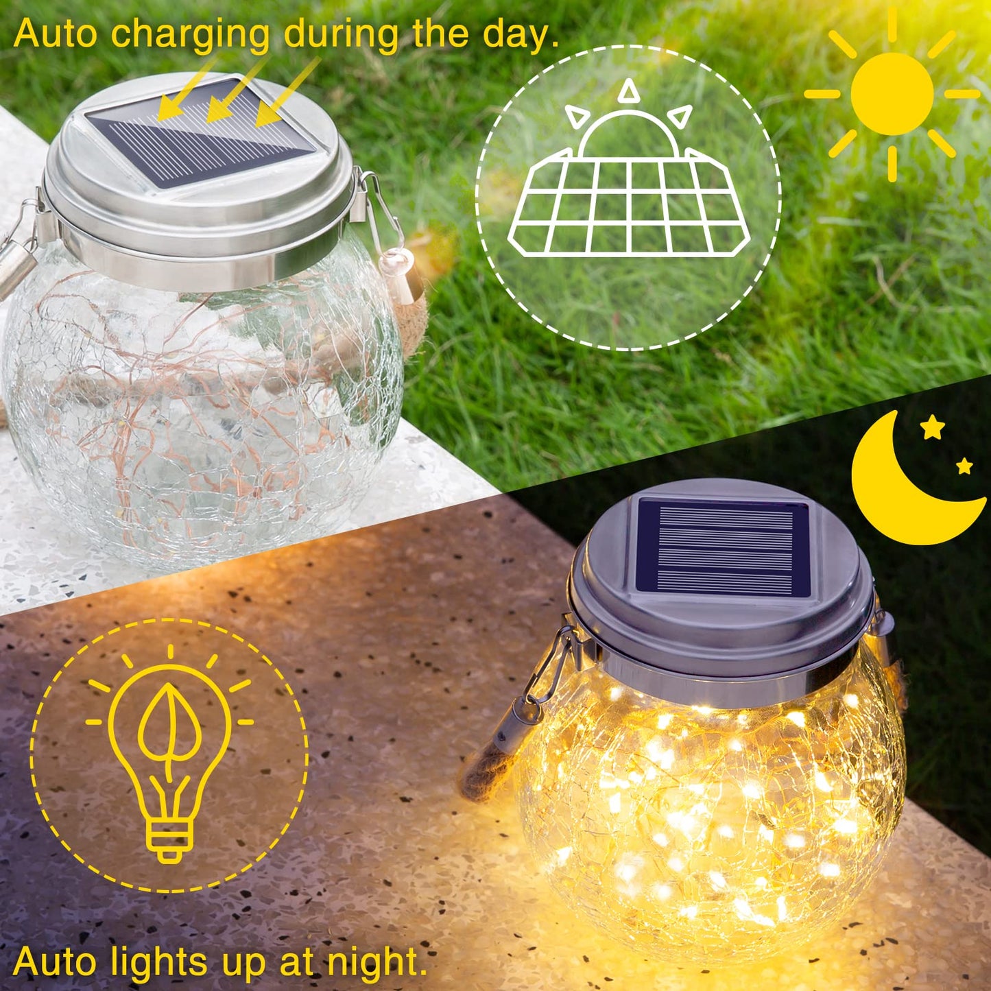 Solar Lantern, 2 Pack Outdoor Lanterns with 30 LED Waterproof Garden Decor Patio Solar Lights Outdoor Decorative Backyard Outdoor Hanging, Warm Light