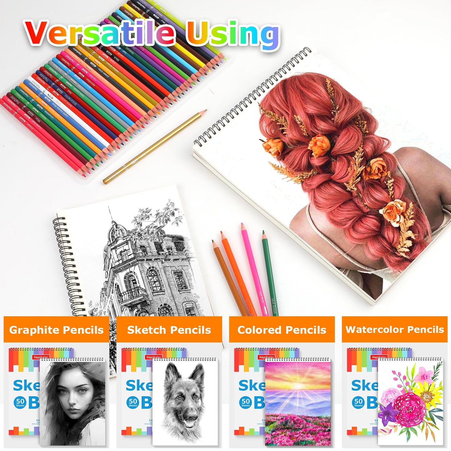 9" x 12" Sketch Book, 2-Pack 50 Sheets Spiral Bound Art Sketchbook, Acid Free Artist Drawing Book Paper, Art Supplies for Adults Kids, Craft Activities, Sketch Paper for Drawing Coloring Sketching