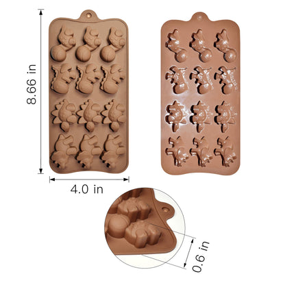 12-Cavity Dinosaur Chocolate Mold, Set of 4PCS Non Stick Silicone Dinosaur Mold for Candy Chocolate Jelly, Ice Cube