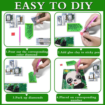 Diamond Painting Kits for Kids, 4Pcs Kids Diamond Art Animal 5D Diamond Gem Art by Number Dotz Kits Art and Crafts for Kids Ages 6-8-10-12 Girls Boys for Birthday Halloween