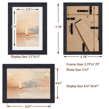 5x7 Black Picture Frame, 5 x 7 Photo Frame, Solid Oak Wood Frame 5 by 7 Frames, 5"x7" Picture Frame with Stand for Tabletop Display, 5x7 Frame Matted to 4x6, Black Frame 5x7, 1 Pack