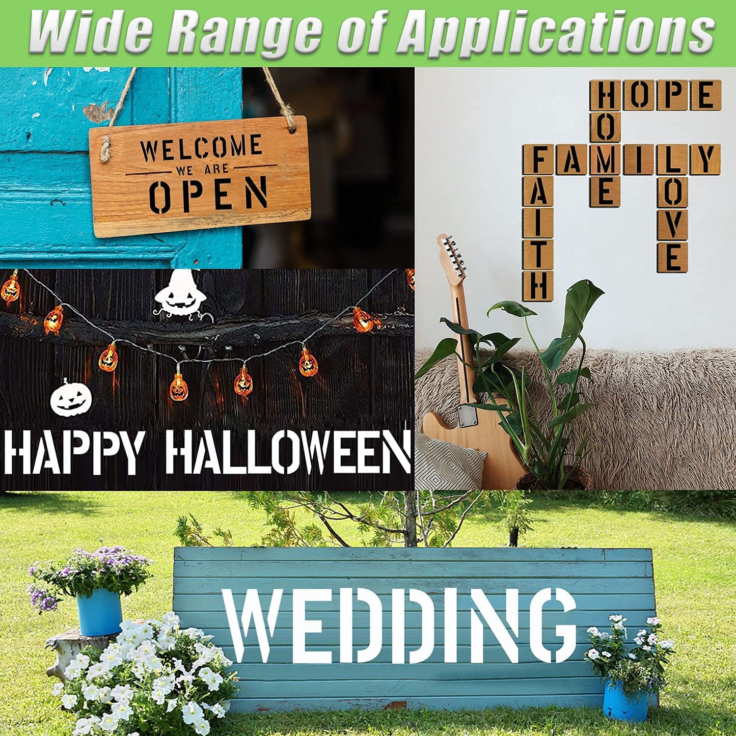 2 Inch Letter Stencils Symbol Numbers Craft Stencils, 42 Pcs Reusable Alphabet Templates Interlocking Stencil Kit for Painting on Wood, Wall, Fabric, Rock, Sign, DIY Art Projects