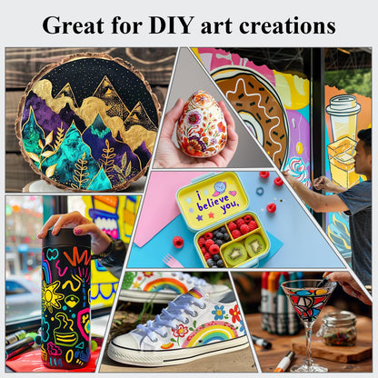 Acrylic Paint Markers, 24 Colors Paint Pens Acrylic Markers for Rock Painting, Wood, Ceramic, Glass, DIY Crafts & Art Supplies.