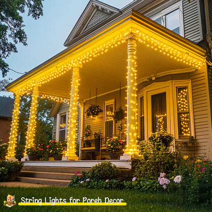 168FT 600 LED String Lights Outdoor Indoor Christmas String Lights Plug in Warm White Tree Lights for Outside Bedroom Wedding Party Holiday Spring Decorations