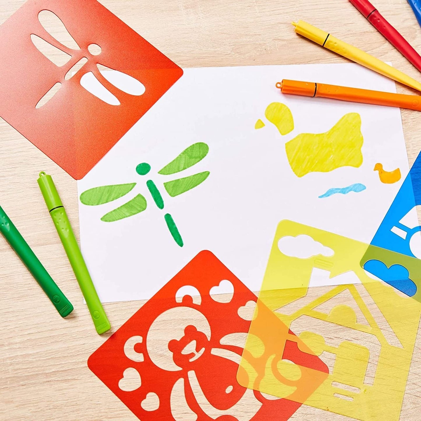 54 Pack Drawing Stencils, Hollow Out Drawing Templates, Plastic Animal Stencils for Craft Projects (5.6 x 6 in)