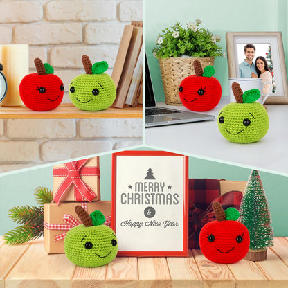 Crochet Kit for Beginners, Beginner Crochet Starter Kit with Step-by-Step Video Tutorials, Learn to Crochet Kits for Adults Kids, DIY Knitting Supplies, Apple Couple (40%+ Yarn)
