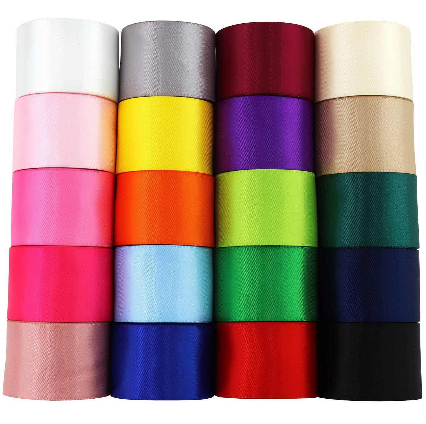 Double Face Satin Ribbon - 1-1/2" Solid Color Assortment, 40 Yards Per Package - Gift Wrapping & Crafts