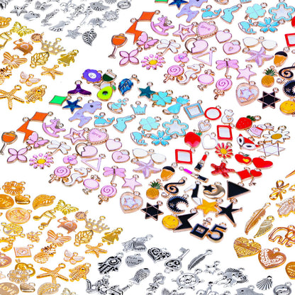 150PCS Bracelet Charms, Silver Bracelet Gold Plated Enamel Charms Pendants for Necklace Bracelet Jewelry Making and Crafting