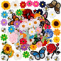 72 Pcs Embroidered Iron On Patches for Clothing, Butterfly Flower Iron On Patches Set, Bee Rose Daisy Embroidered Patches, Applique Patches for Clothes, Jackets, Jeans, Backpacks