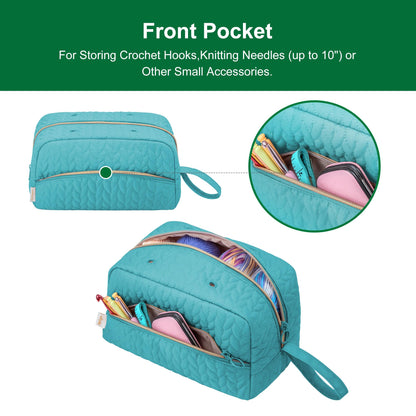 Crochet Yarn Bag Knitting Bag Storage for Crocheting Accessories Crochet Hook Case Organizer Gift for Crochet Lovers (Teal), K3201
