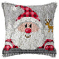Latch Hook Kit, Christmas Latch Hook Kits for Adults DIY Decorative Pillowcase Embroidery Cross Stitch Arts Craft for Home Sofa Furniture 17X17inch Father Christmas