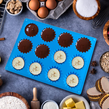 3pcs Peanut Butter Cup Mold, Silicone Mini Tart Pan for Bite Size Fat Bombs, Silicone Chocolate Candy Mold for Brownie (Peanut Butter Cup)