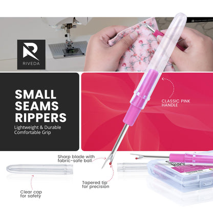 Seam Ripper Kit 7 Pcs - 1 Large, 1 Ergonomic, 2 Small Seam Rippers, Thread Cutter, Scissor, Measuring Tape - Sewing Accessories for Notions Quilting Crafts