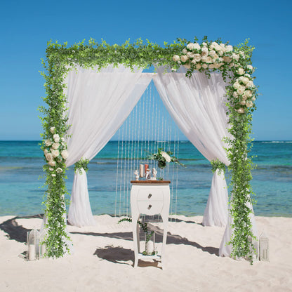 5 Packs Faux Eucalyptus Greenery Garland, 30FT Artificial Eucalyptus Leaves Vine, Fake Hanging Garlands Wedding Backdrop Arch Wall Table Party Decor (Green)