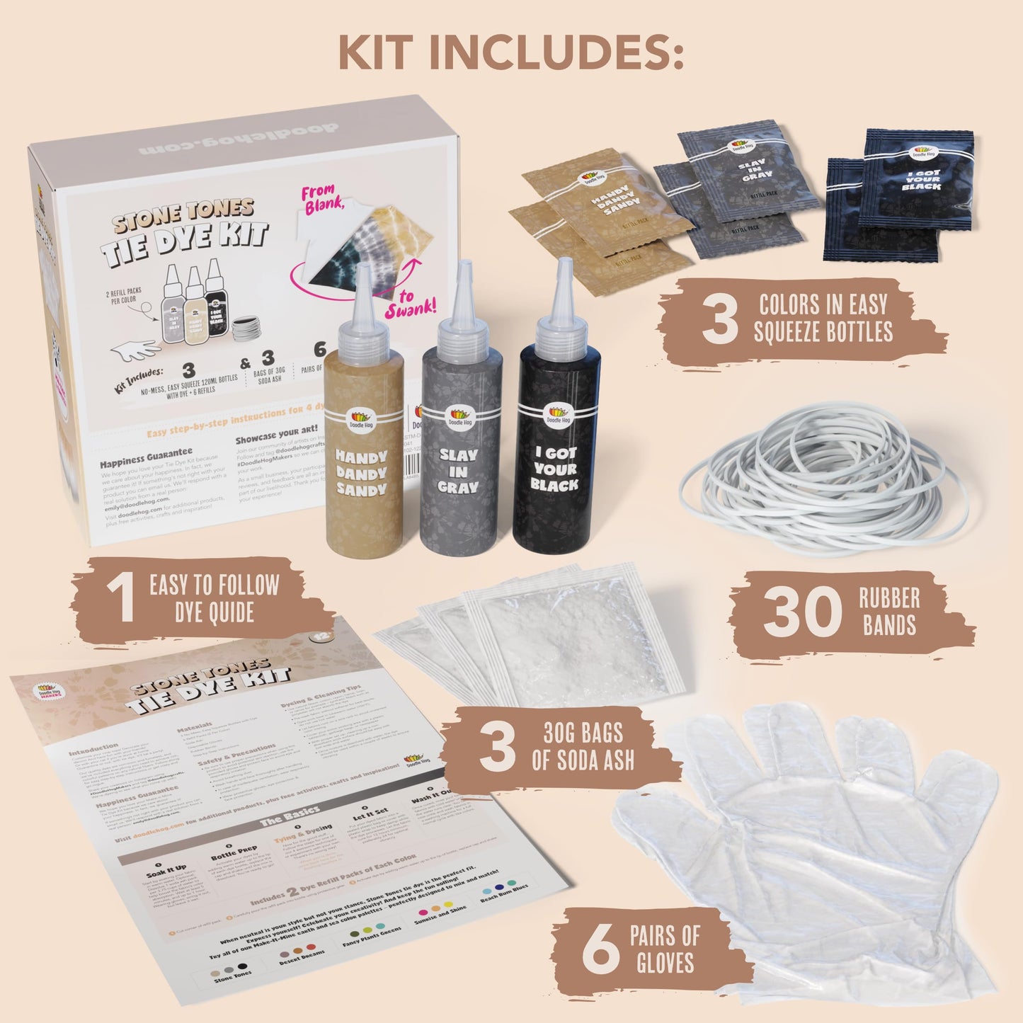 Black Tie Dye Kit, DIY Tie Dye Kit for Kids, Clothing Dye Supplies, Tie Dye Kits for Adults, 9 Full Bottles