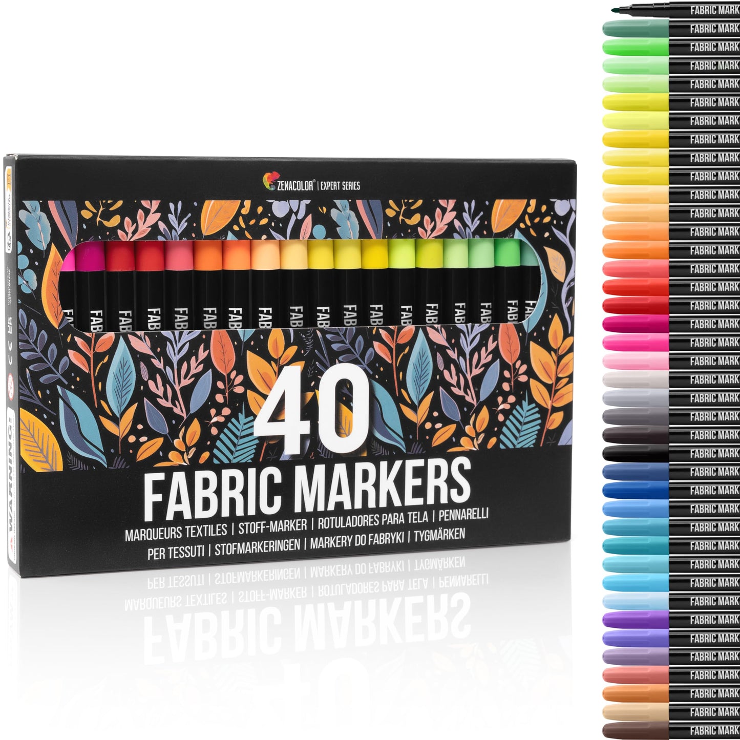 40 Fabric Markers Pens Set - Non Toxic, Indelible and Permanent Fabric Paint - Fine Point Tip Textile Marker Pen