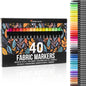 40 Fabric Markers Pens Set - Non Toxic, Indelible and Permanent Fabric Paint - Fine Point Tip Textile Marker Pen