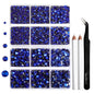 6736pcs Hotfix Rhinestones Flatback,Royal Blue Rhinestones for Crafts Clothes Mixed 5 Sizes, Hotfix Crystals with Tweezers and Wax Pencil Kit, SS6-SS30,Sapphire