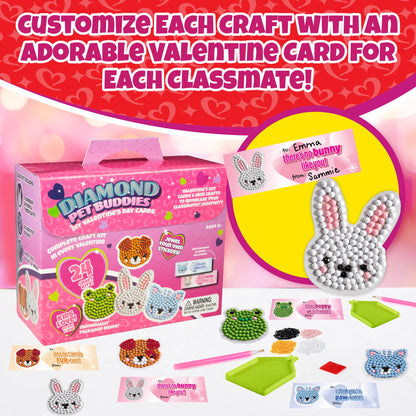 Pet Buddies Diamond Painting Kits (24ct)- Perfect Goodie Bag Party Favors for Kids Birthday Party -Each Includes Animal Gem Craft Activity & Sticker- Kids Multi-Item Party Favor Packs for Boys & Girls