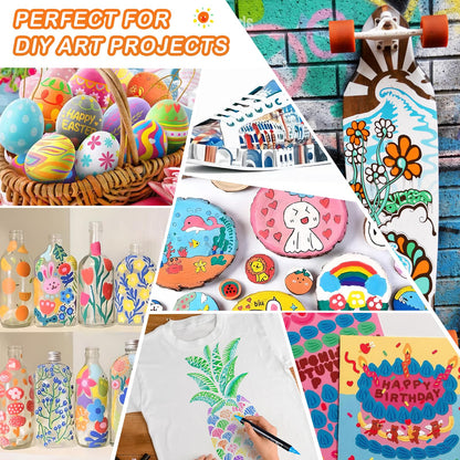 48 Colors Acrylic Paint Pens, Dual Tip Acrylic Paint Markers with Brush Tip and Fine Tip, Acrylic Pens for Rock Painting, Wood, Canvas, Stone, Glass, Ceramic,DIY Crafts Making Art Supplies