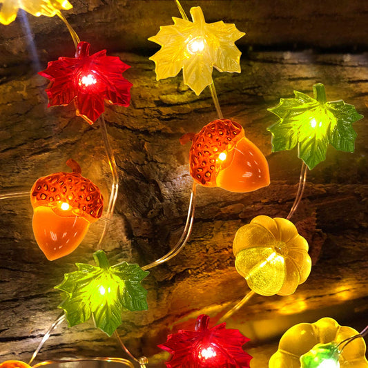 Fall Thanksgiving Decor 30LED/10Ft 3D Pumpkin Lights Fall Thanksgiving Decorations for home, 3 in 1 Battery Powered Thanksgiving Lights Pumpkin Decor, Fall Garland Lights Indoor Outdoor Decor