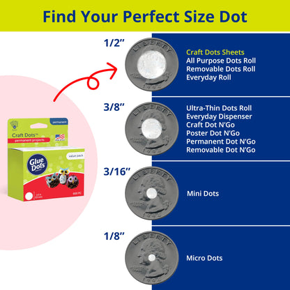 Craft Dots Value Pack, Double-Sided, 1/2", .5 Inch, 600 Dots, DIY Craft Glue Tape, Sticky Adhesive Glue Points, Liquid Hot Glue Alternative, Clear