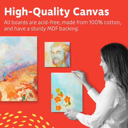 Canvases for Painting - Pack of 12, 8 x 10 Inch Blank White Canvas Boards - 100% Cotton Art Panels for Oil, Acrylic & Watercolor Paint