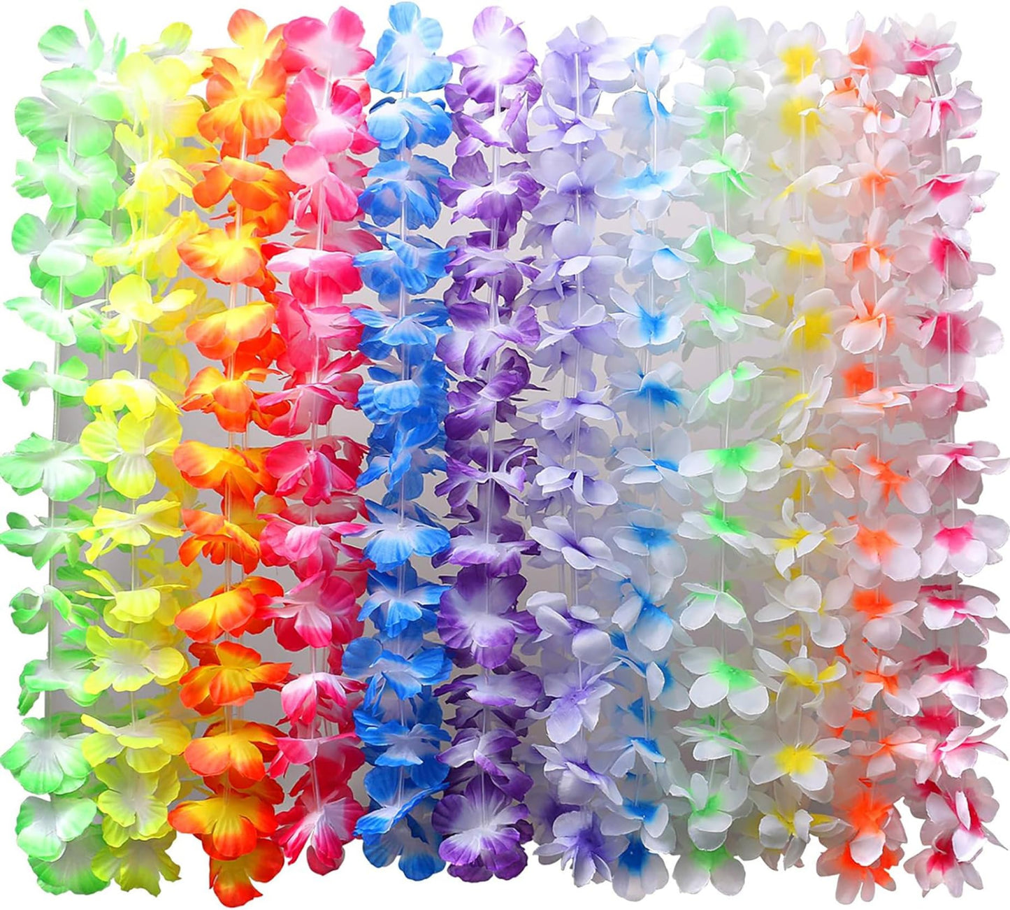 36 Counts Hawaiian Leis Necklace Tropical Luau Hawaii Silk Flower Lei Theme Party Favors Wreaths Headbands Holiday Wedding Beach Birthday Decorations (3 Dozens)