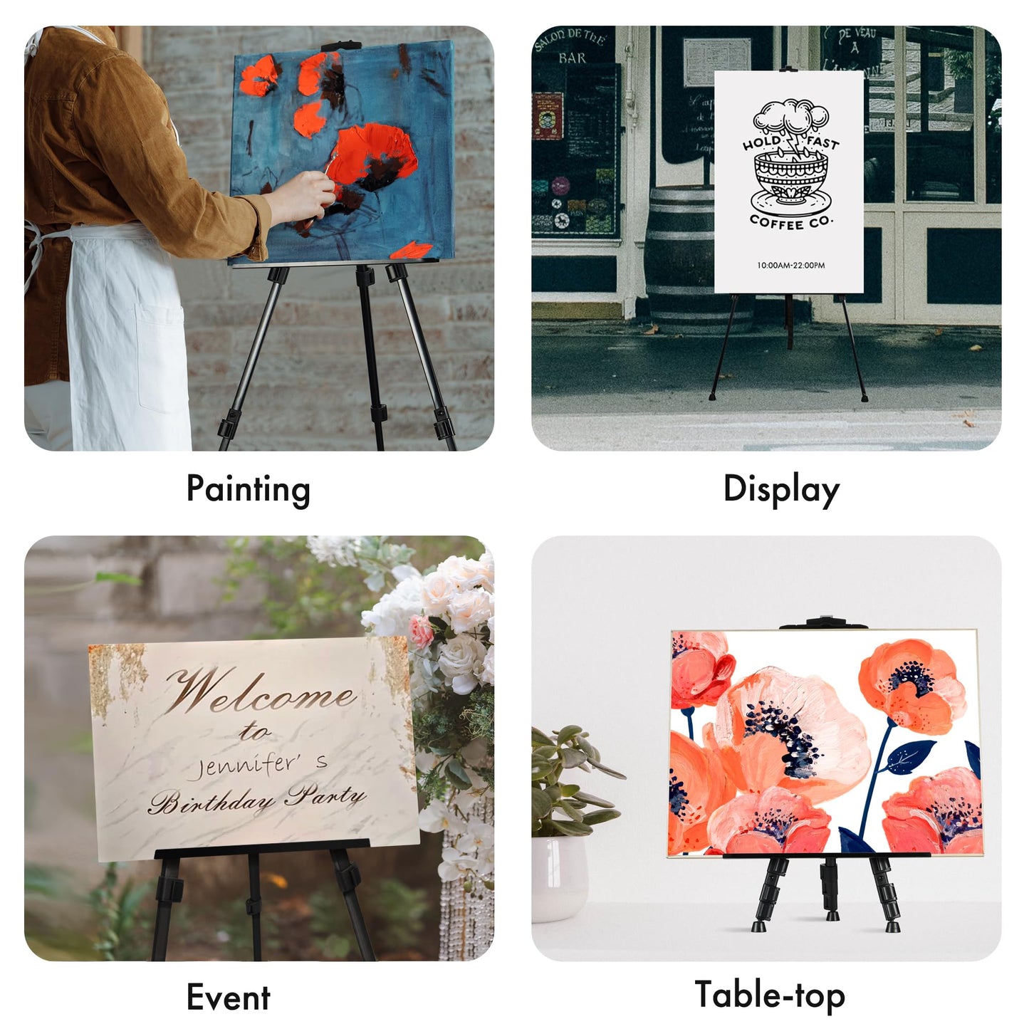 Easel for Painting, Double-Tier Easel Stand, Adjustable Height from 22-66 Inches, Tripod for Painting and Display with Carrying Bag, 66 Inches, Black