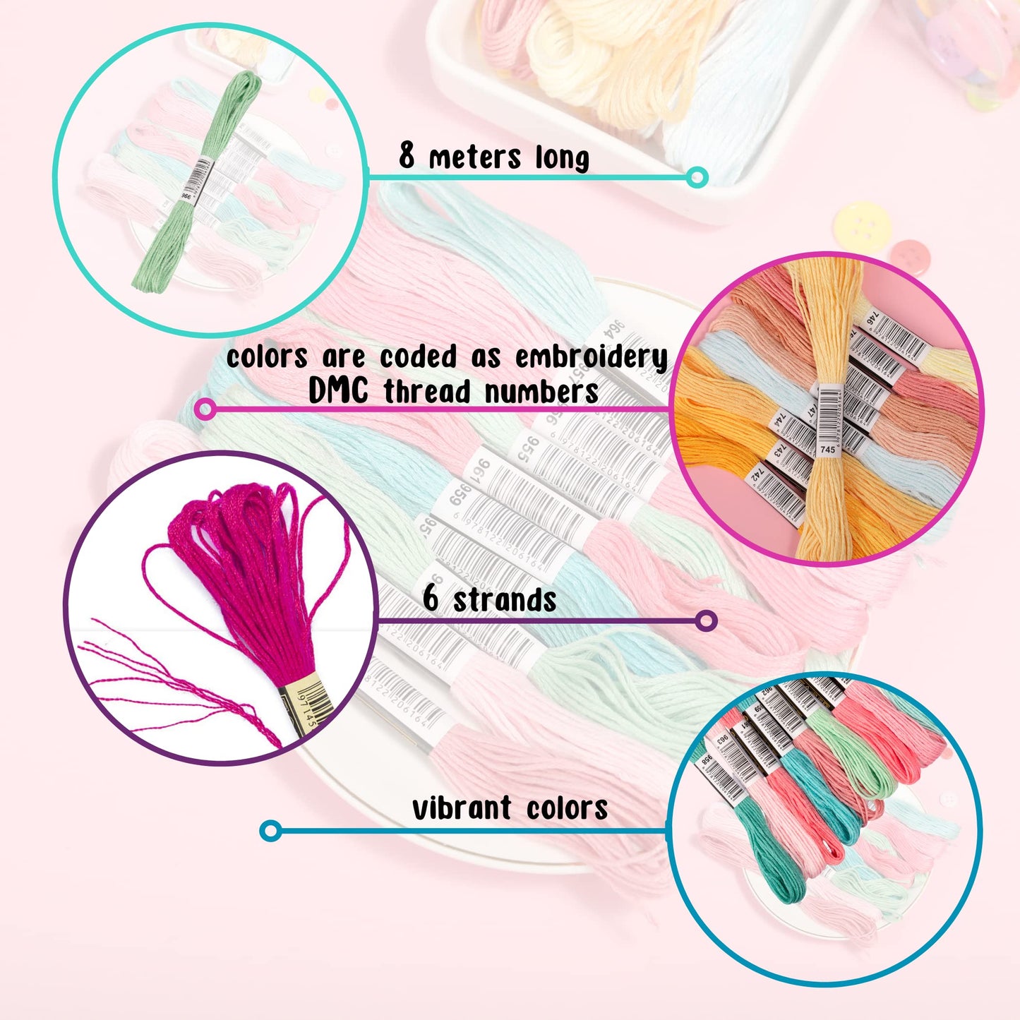 Embroidery Floss | Rainbow Thread for Embroidery, Cross Stitch Thread, Crafting Arts Embroidery Strings Bulk（200 Colors）