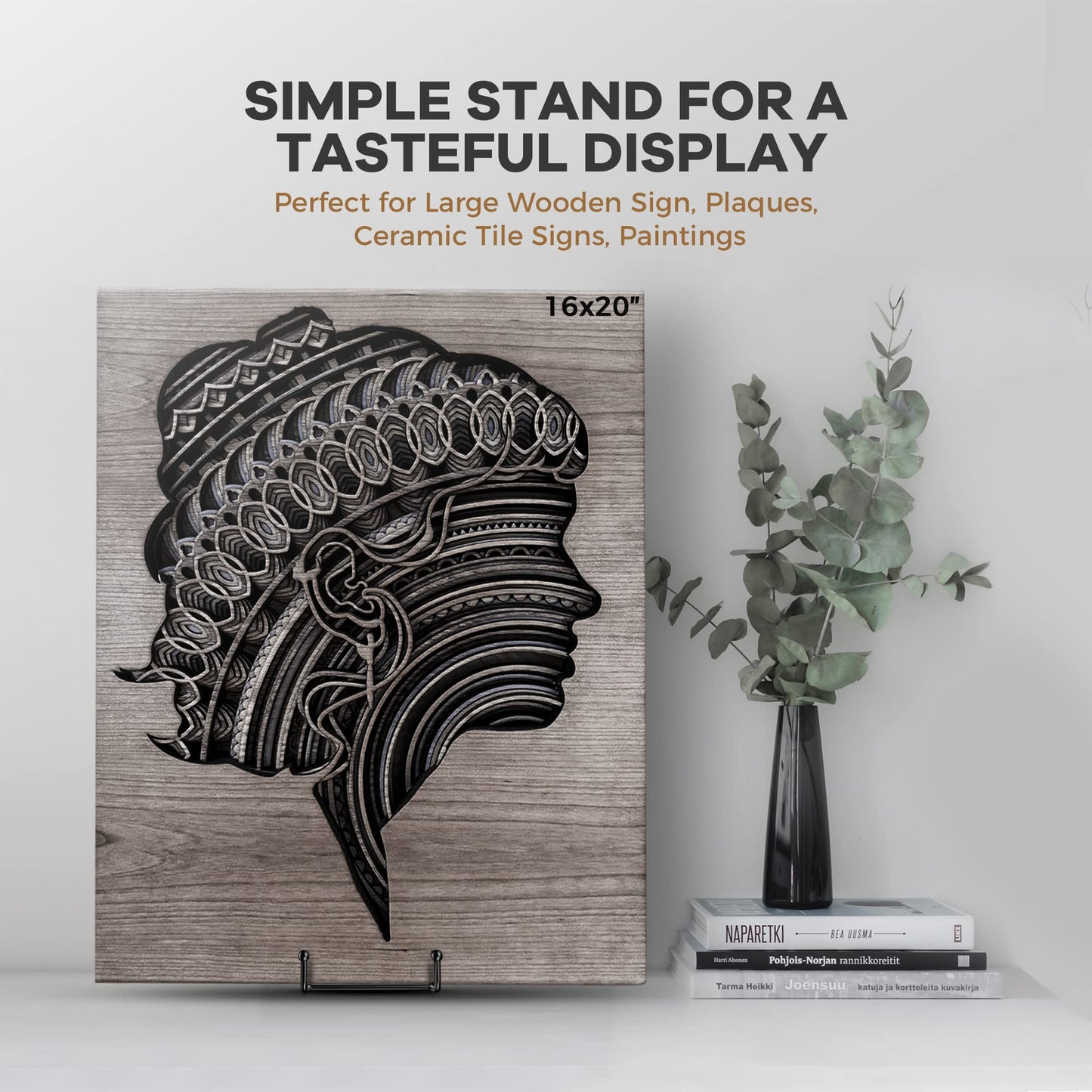 Plate Stands/Holder for Display, 8 Inch, Large, Metal Frame for Picture, Decorative Platter, Book, Photo Easel (2 Pack)