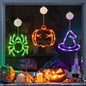 Halloween Decorations 3 Pack - Orange Pumpkin, Green Spider, Purple Witch Hat Window Lights With Suction Cup - Battery Operated, Upgrade Slow Fade Mode, Timer Function