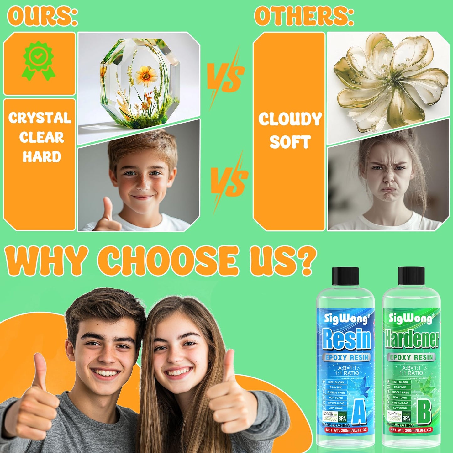 Epoxy Resin - 17.6OZ Newly Crystal Clear Coating Kit, Not Yellowing No Bubble Self Leveling Easy Mix 1:1 Ratio, 2 Part Casting Resin for Art, Craft, Jewelry Making, River Tables, DIY Gifts