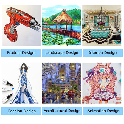 100 Colors Dual Tip Art Markers Sketch Pens Permanent Alcohol Based, with Case for Adult Kids Halloween Drawing Sketching (White Barrel)