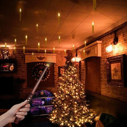 Halloween Decorations - Floating Candles with Wand - 12 Pcs Magic Flickering Warm Light Flameless Floating LED Candle Christmas Decor for Indoor Classroom Bedroom Party