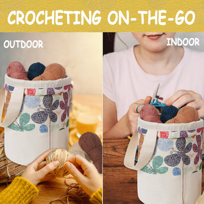 Yarn Bag, Knitting Crochet Bag, Portable Yarn Storage Bags Organizer for Crocheting Project, Store Skein Ball, Short Knitting Needle (Medium, Butterfly)