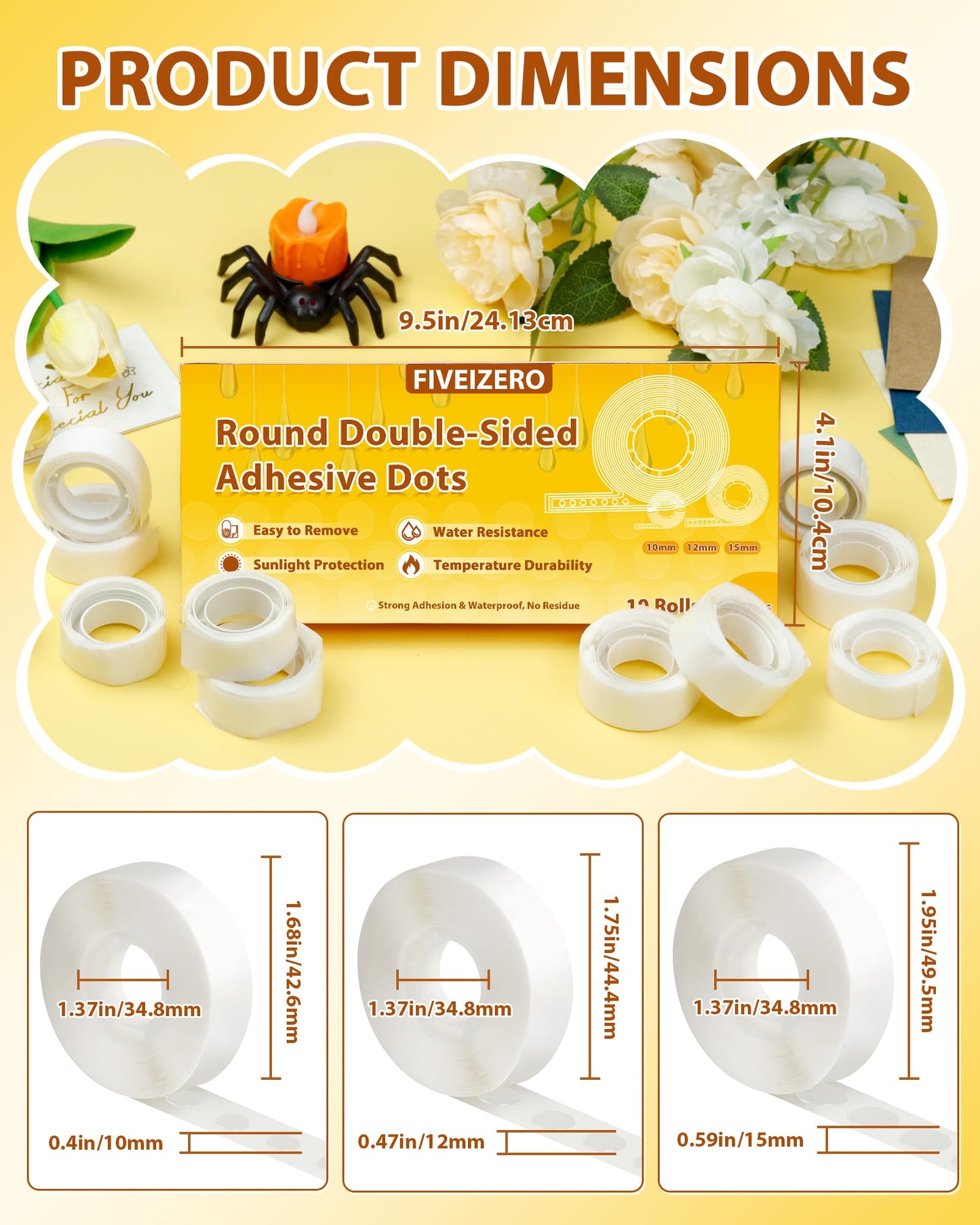 Double Sided Adhesive Dots - 1000pcs Mixed Size (0.4"、0.47"、0.59") Double Sided Balloon Tape, Heavy Duty Balloon Craft Dots, Clear Glue Points Dots for Balloons, Crafts, Wedding Decorations