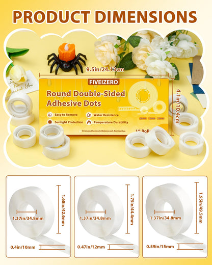 Double Sided Adhesive Dots - 1000pcs Mixed Size (0.4"、0.47"、0.59") Double Sided Balloon Tape, Heavy Duty Balloon Craft Dots, Clear Glue Points Dots for Balloons, Crafts, Wedding Decorations