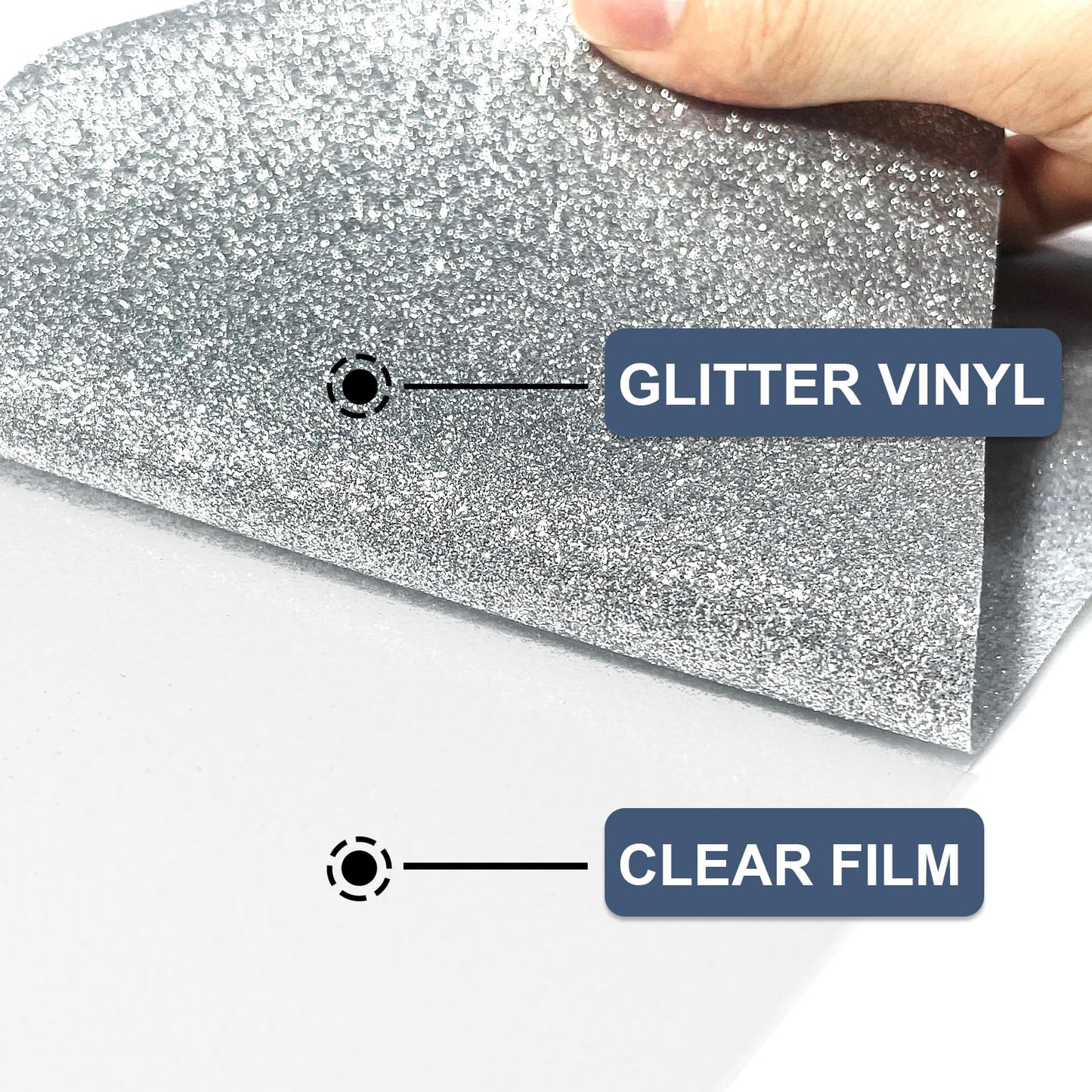 Silver Glitter Heat Transfer Vinyl 12" x 8 ft HTV for Shirts, Glitter HTV for All Cutter Machine - Easy to Cut & Weed for Heat Vinyl Design (Silver)