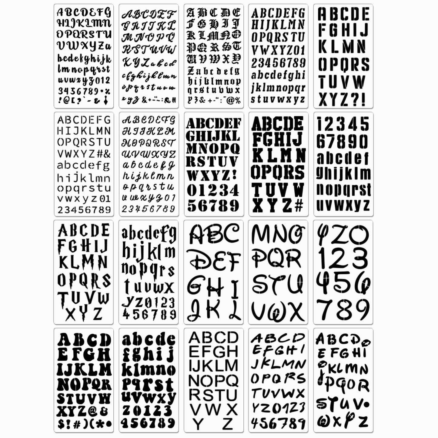 20 Pieces Letter Stencils Reusable Letter Stencils for Painting on Wood, Plastic Alphabet Numbers Stencils, Letter Stencil Template for Notebook, Journal, Scrapbook Decorations (20 Letter)