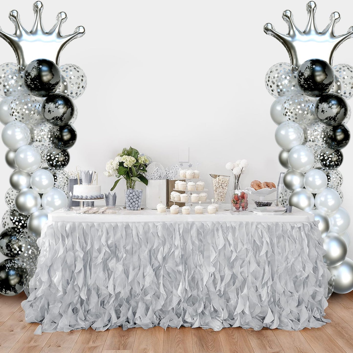 Balloon Arch Stand, Balloon Arch Kit of 2, 7 Feet Height Adjustable Metal Balloon Column Stand for Party Decorations Wedding Birthday, Graduation Party Decoration, Baby Shower, Silver